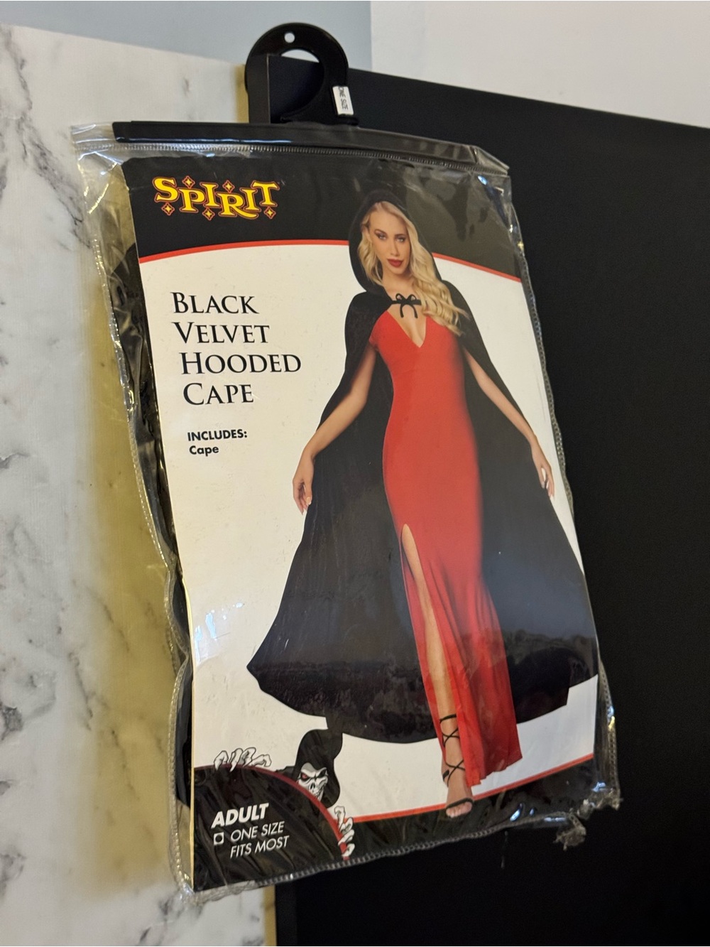 Spirit Black Velvet Hooded Cape with Red Dress Accent